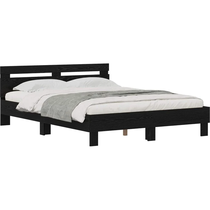 vidaXL Bettrahmen Schwarz Eichen-Optik 140 x 200 cm Holzwerkstoff 3417312 – Bild 2