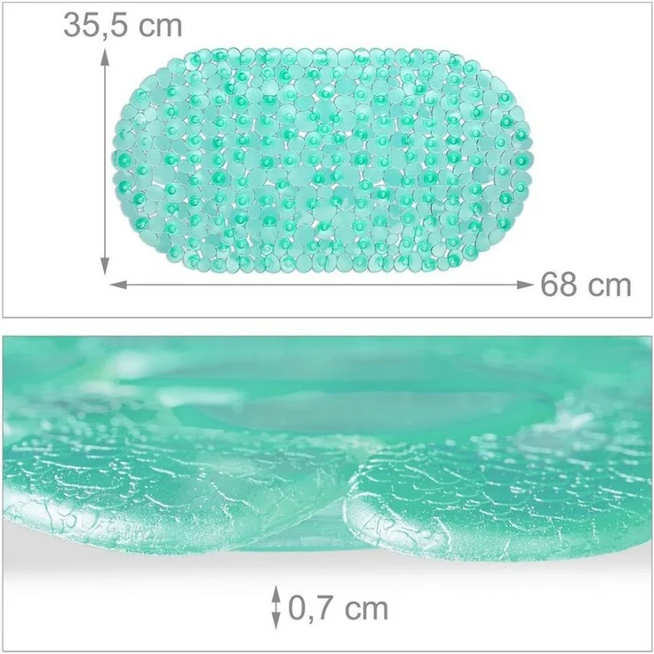 relaxdays Badematte Badewannenmatte Steinoptik bunt, Höhe 7 mm, Antirutsch-Saugnäpfe, Waschbar bei 30 °C, Material: PVC, Dekoratives Steinoptik-Design, Ovale Form, Kleine Abflusslöcher für besseren Wasserablauf, Material 100 % Kunststoff (PVC), Wassera... – Bild 4