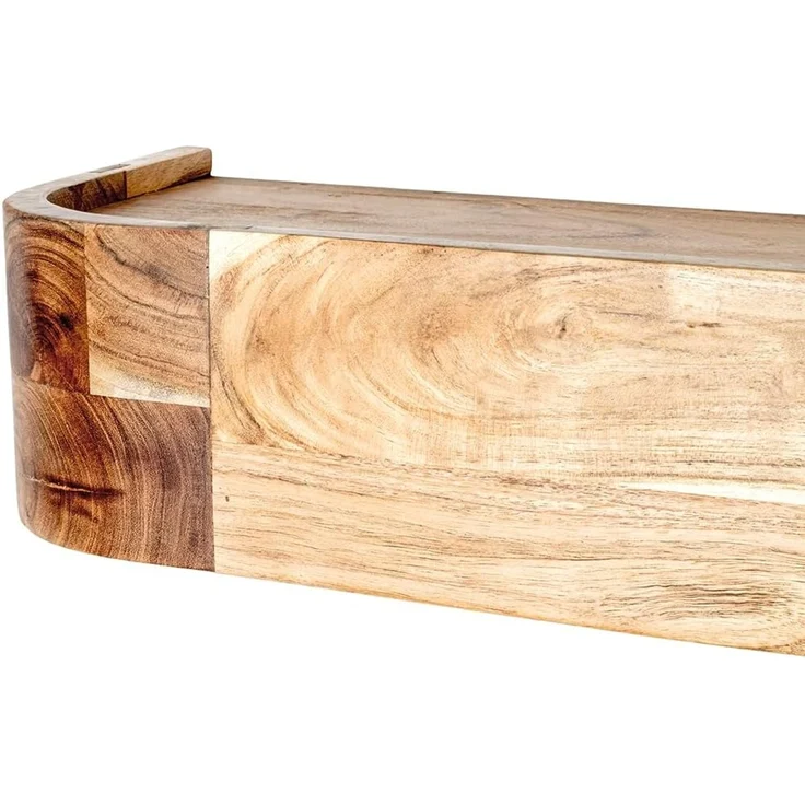 Haku Wandgarderobe aus Akazie Massivholz mit 5 schwarzen Metallhaken, Flurgarderobe im Urban-Collective-Stil, 60x20x13 cm – Bild 7