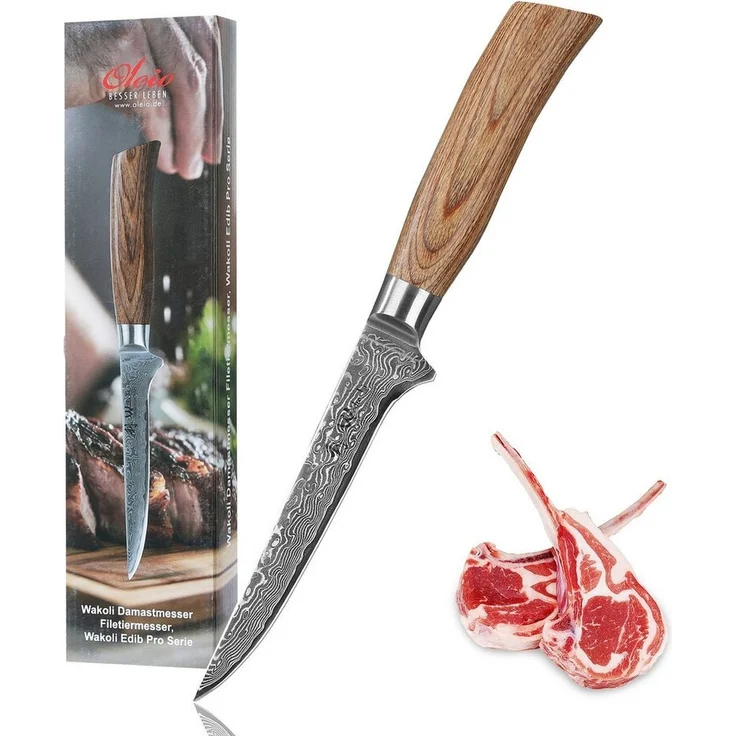 Wakoli Ausbeinmesser EDIB Pro Damast Filetiermesser I Kochmesser Küchenmesser I 14cm Klinge, 67 Lagen Damaststahl, VG-10 Stahlkern – Bild 5