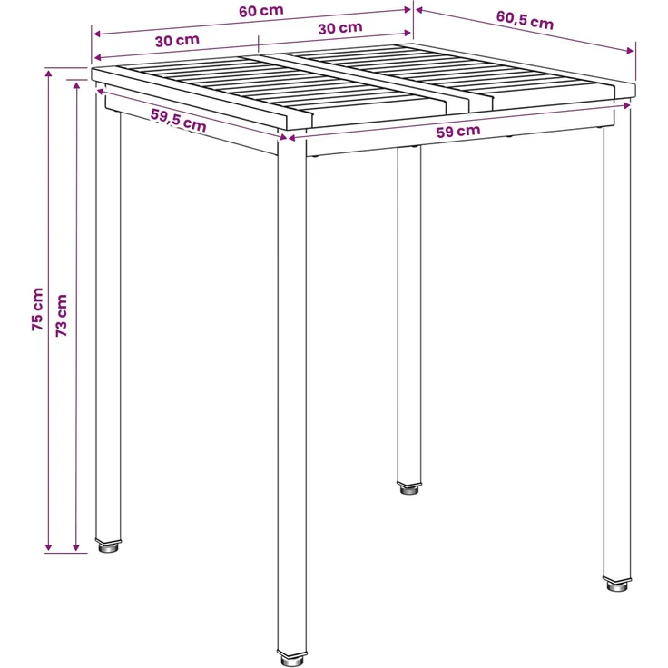 vidaXL Gartentisch NAARDEN Weiß gewaschen 60 x 60,5 x 75 cm 901755 – Bild 8