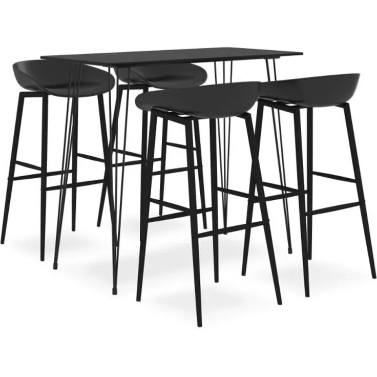vidaXL 5-tlg. Bar-Set Schwarz [3057381]