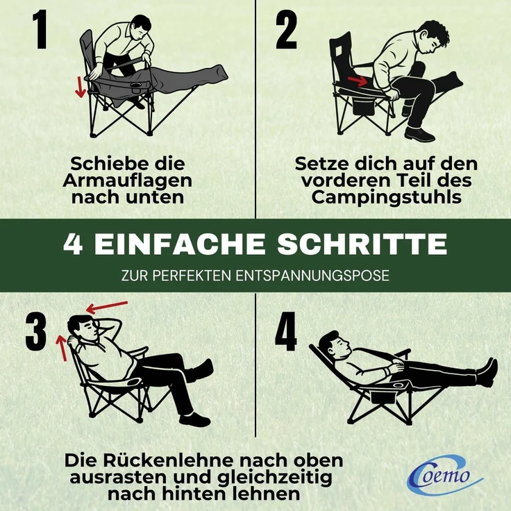 Coemo 2er Set Tragbarer Liegestuhl, Campingliege mit Getränkehalter Braun – Bild 7