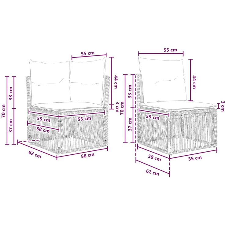 vidaXL Gartensofa-set 7 stk. 7-Sitzer Beige Poly-Rattan 3434283 – Bild 8