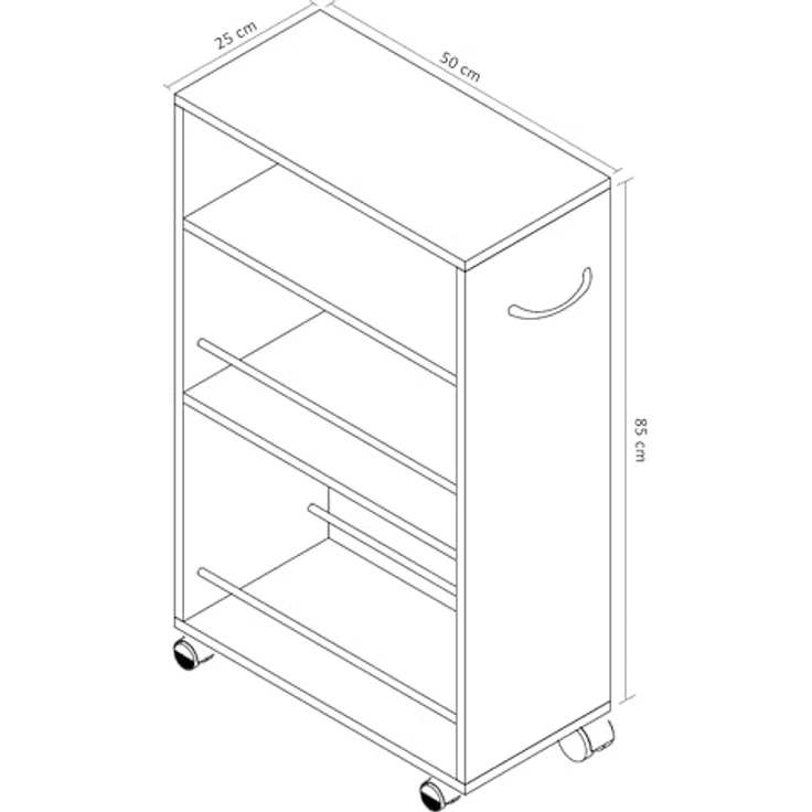 VCM Küchenmöbel Servierwagen Tusal 917200 Sonoma-Eiche H. 85 x B. 25 x T. 50 cm – Bild 5