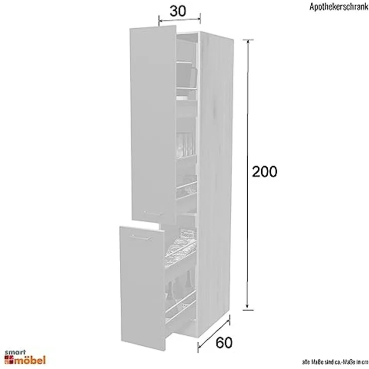 Flex-Well Apothekerschrank Apothekerschrank Küche - 30 cm breit - Weiß – Witus – Bild 2