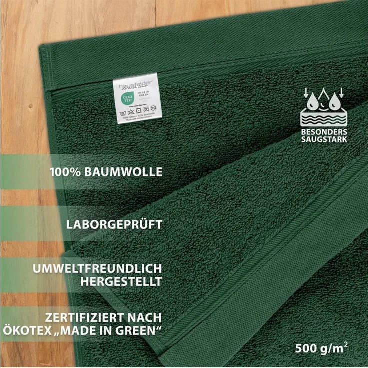 Hausfelder Handtücher Handtuch 8er Set, 100% Baumwolle, Dunkelgrün, 8 Handtücher 50x100cm, Baumwollfrottee (8-St), hautfreundlich, saugstark,100% Baumwolle – Bild 3