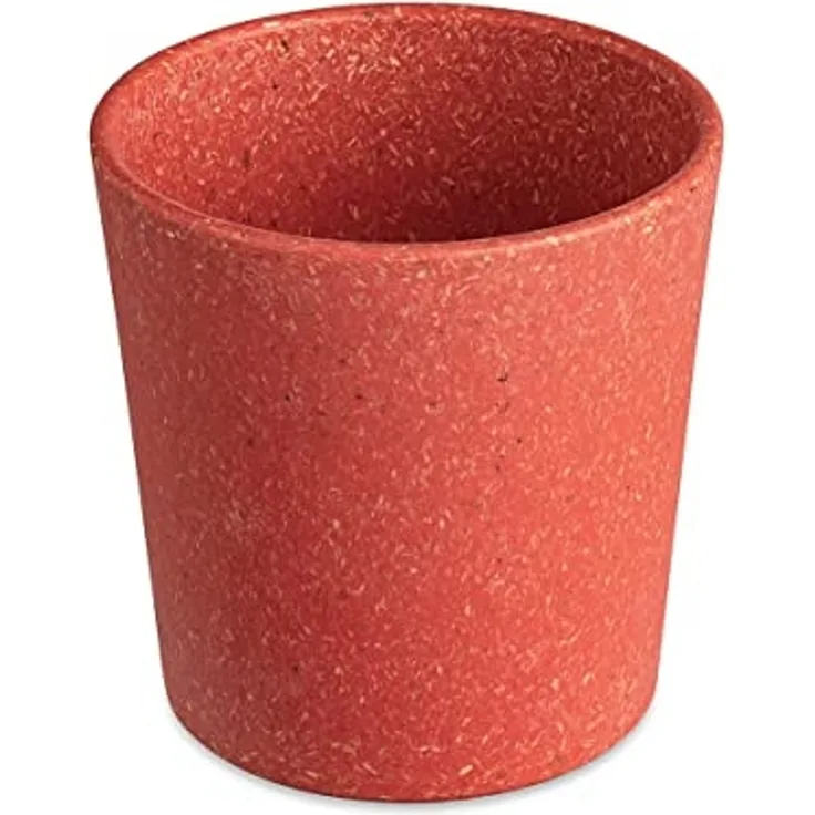 Koziol Becher 4er-Set Connect Cup S, stapelbare Trinkbecher, Kunststoff-Holz-Mix, Nature Coral, 190 ml, 7141704