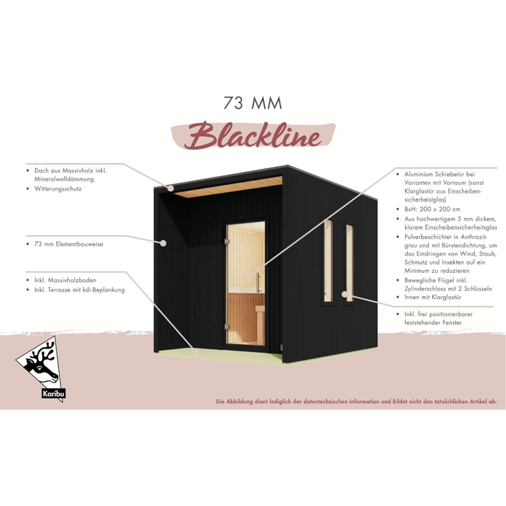 Karibu Saunahaus Laguna mit 9kW Bio-Ofen in zwei Farben erhältlich schwarz – Bild 4