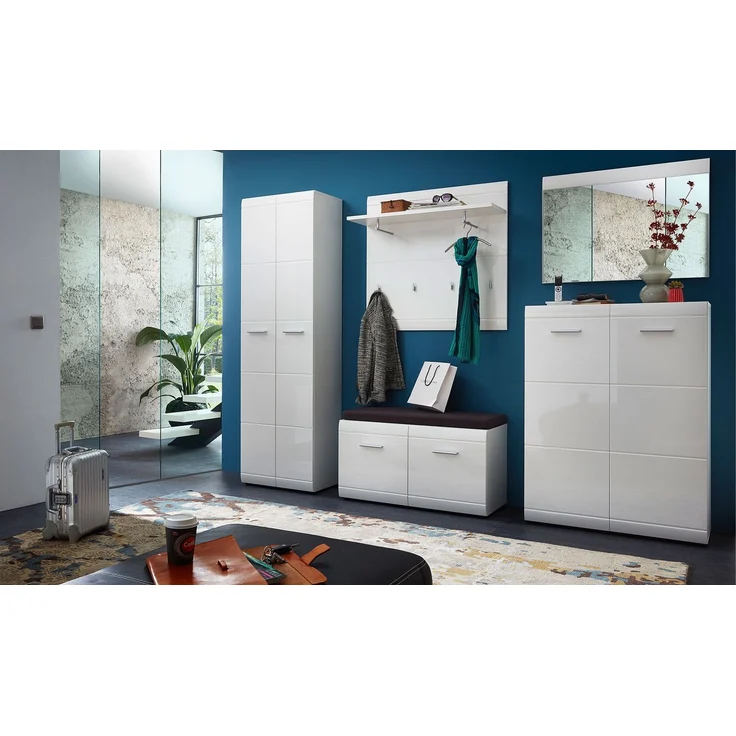 Schuhschrank 'ADANA' in weiß Hochglanz, ca. 89 x 120 x 36 cm – Bild 3