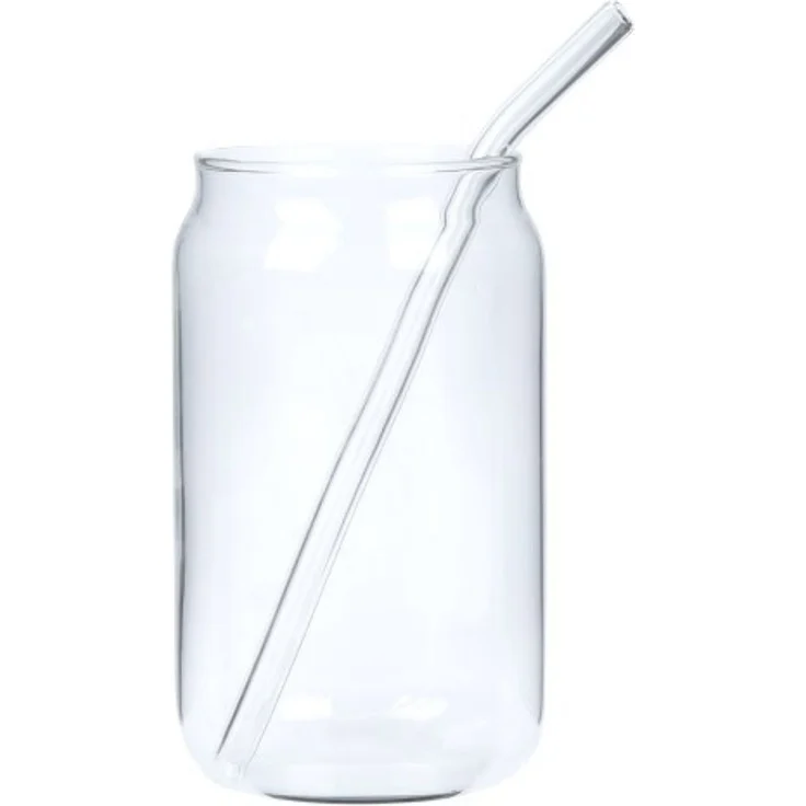 4-teiliges Set Trinkgläser mit Strohhalm, 500 ml - 2 Gläser & 2 Strohhalme