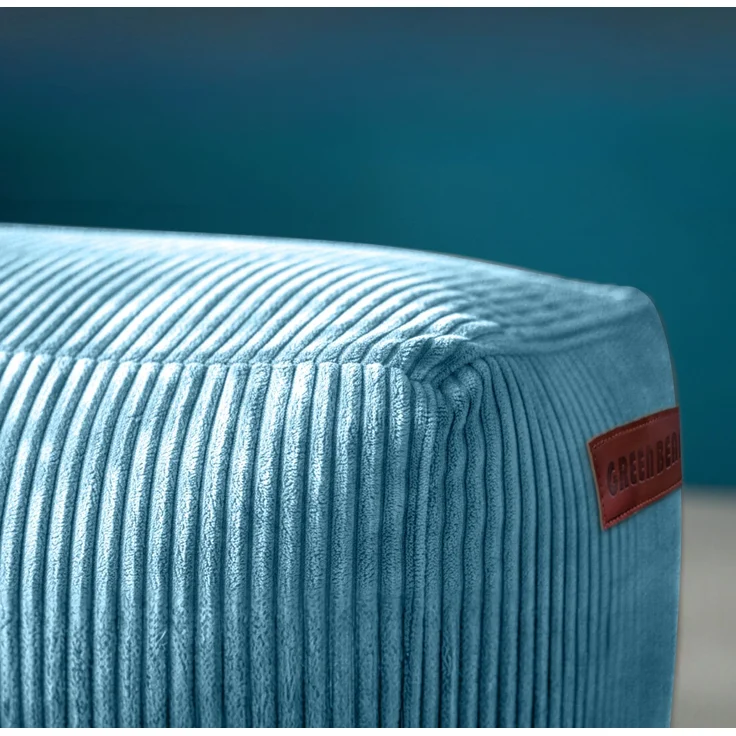 Green Bean® Indoor Sitzhocker Pouf 70x33x28cm EPS-Perlen Füllung & Cordstoff Kuschelig Weich Waschbar - Drinnen Bodenkissen Liegekissen Sitzkissen Sitzhocker Relax-Sessel Kinder Erwachsene Stoff Hellblau – Bild 4