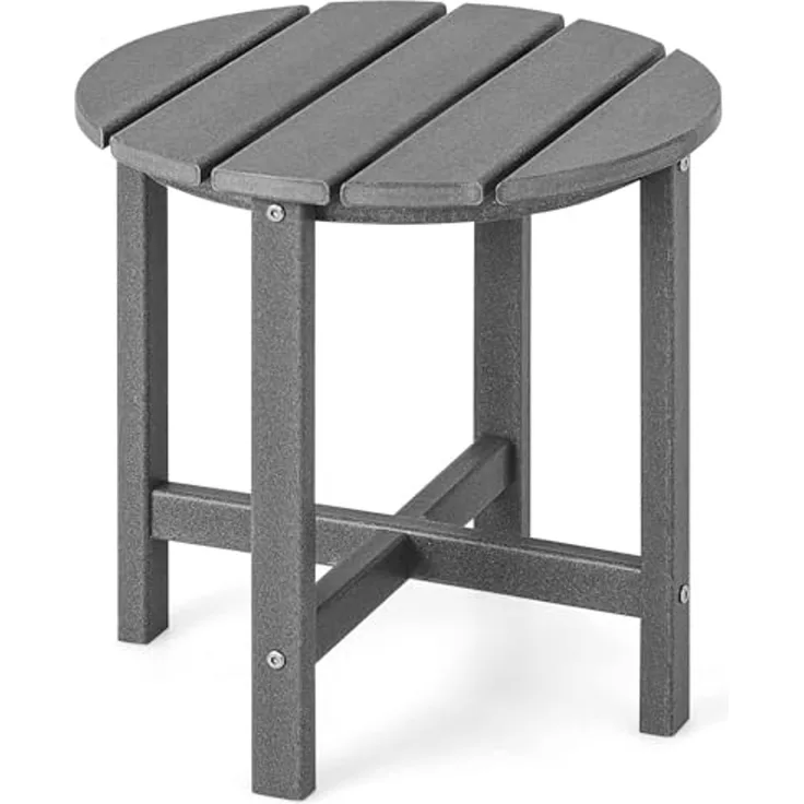 FANTASK Beistelltisch aus UV-beständigem Kunststoff, Kleiner Gartentisch wetterfest, Balkontischfür Terrasse, Balkon & Garten, 46 x 46 x 46 cm (Grau)