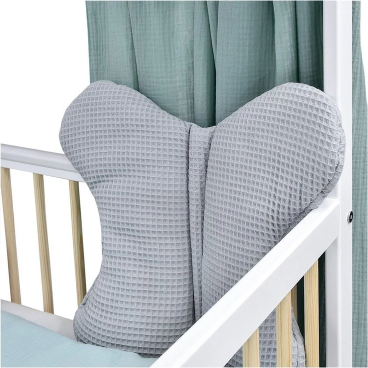 Baby-Delux Komplettbett Hausbett Babybett Komplettset Waffelpique Musselin, 12-tlg, Kinderbett 60x120 cm weiß Natur, Bettset verschiedene Designs – Bild 4