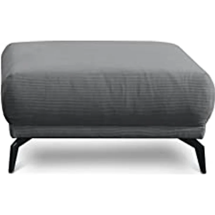 CAVADORE Hocker Cooper / Polsterhocker mit schwarzen Metallfüßen und feinem Cord-Bezug, als Beistellhocker oder Sitzhocker / 89 x 43 x 89 / Cord, Dunkelgrau – Bild 3