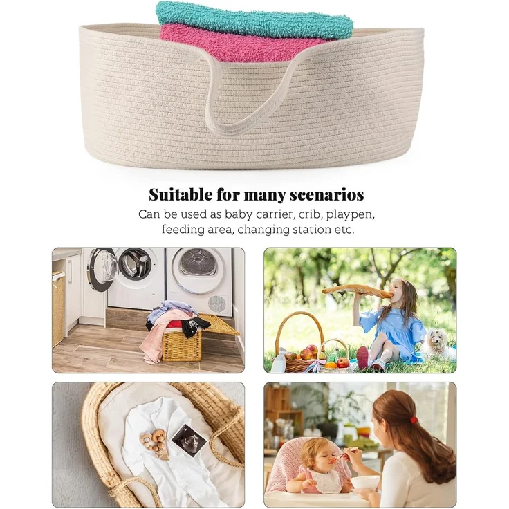 Yuehuamech Baby Moses Korb Tragbare Baby Bett Handheld Moses Korb Baumwolle Seil Infant Bett Carrycot Baby Bettwäsche Baby Schlafsack für im Freien Reise Auto – Bild 5