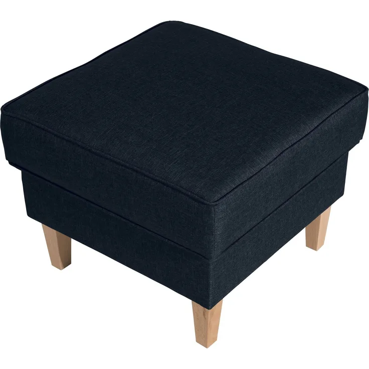 Hocker Karlen Bezug Flachgewebe Buche natur / blau 22023
