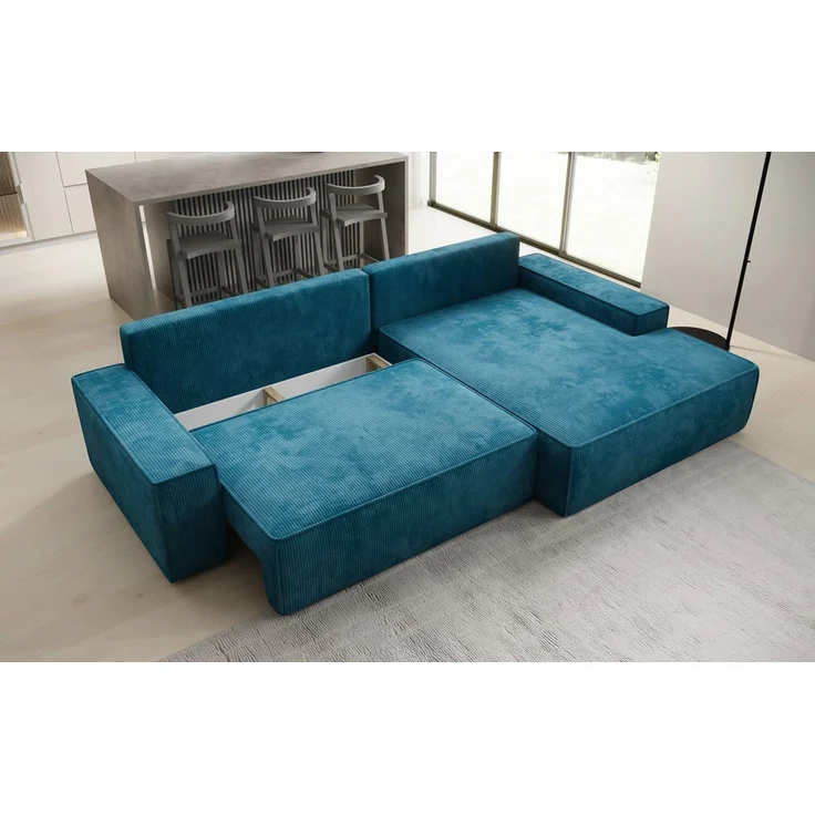 Luxusbetten24 Schlafsofa Designer Sofa Verona mit breiter Ottomane, mit Schlaffunktion und Stauraum – Bild 3