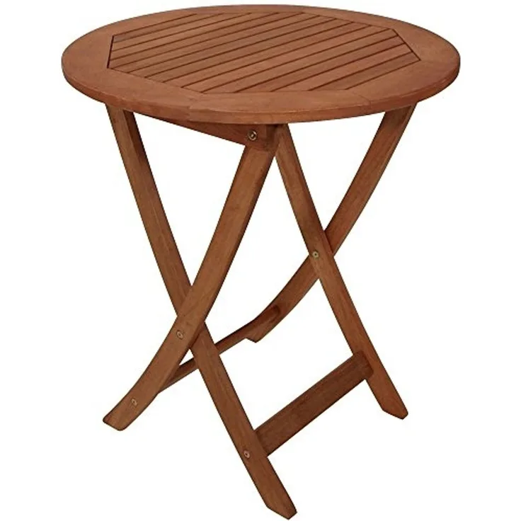 Klapptisch Holztisch rund 65 cm aus Eukalyptusholz