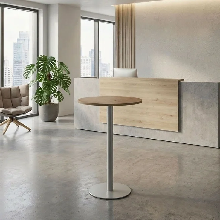 bümö Stehtisch Büro, Bistrotisch rund 80x80 cm in graphit, Gestell: Graphit - Bartisch, Stehtisch Holz-Platte, Säule aus Metall, Buffettisch, Säulentisch, Partytisch, Thekentisch, Barmöbel, STH08-G-G – Bild 9