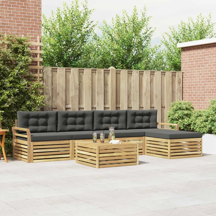 vidaXL Outdoor-Sofagarnitur 6 stk. 5-Sitzer Weiß und Anthrazit 3390367 – Bild 1