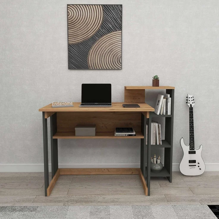 Skye Decor 'Saye - Atlantic Pine, Anthracite' Schreibtisch, Atlantik-Kiefer / Anthrazit, 106 x 92,5 x 50 cm – Bild 5