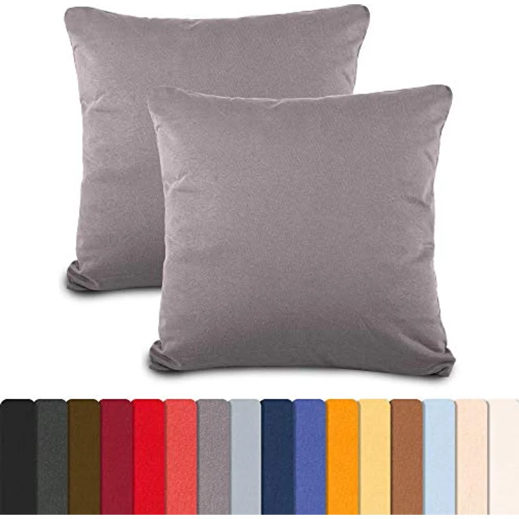 aqua-textil Classic Line Baumwoll Kissenbezug 2er-Set 50x80 dunkelgrau Kissen Bezug Reißverschluss Jersey Kissenhülle – Bild 3
