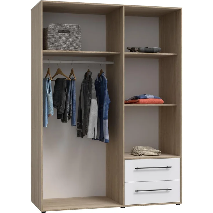 Forte Kleiderschrank MOKKARIS - Schlafzimmer Drehtürenschrank in Weiß (120) / Sonoma Eiche (D30) – Bild 10