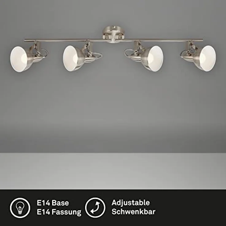 BRILONER - Deckenlampe Vintage schwenkbar, E14 Fassung, max. 40 Watt, Deckenleuchte, Lampe, Wohnzimmerlampe, Schlafzimmerlampe, Küchenlampe, Deckenstrahler, Deckenbeleuchtung, 79x19 cm, Satin-Weiß – Bild 3