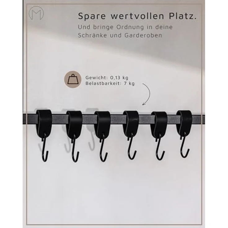 Metallbude Garderobenhaken LEDER S-HAKEN (3 St) – Bild 5