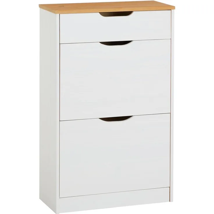 IDIMEX Schuhkommode BASIL, Schuhschrank Schuhkipper Schuhkommode Kiefer massiv 1 Schublade 2 Kipp