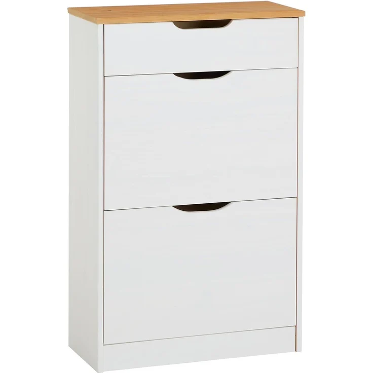 IDIMEX Schuhkommode BASIL, Schuhschrank Schuhkipper Schuhkommode Kiefer massiv 1 Schublade 2 Kipp