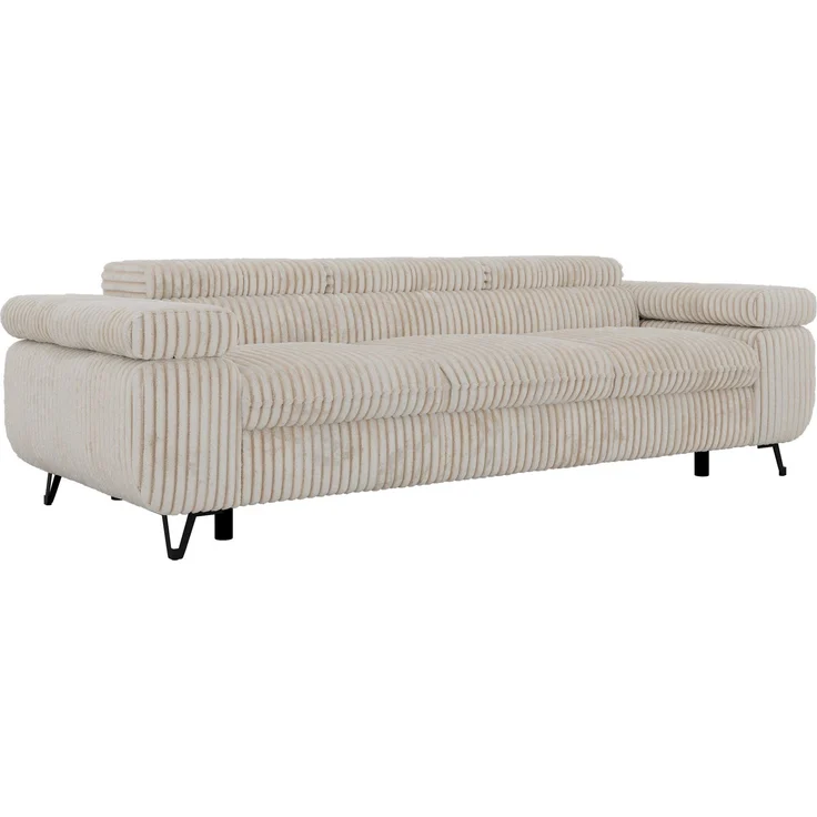 3-Sitzer Polstersofa PETER, verstellbaren Armlehnen und Kopfstütze, breite 262 cm, Gepolsterte Couch, Wellenfeder - Beige Cord – Bild 6