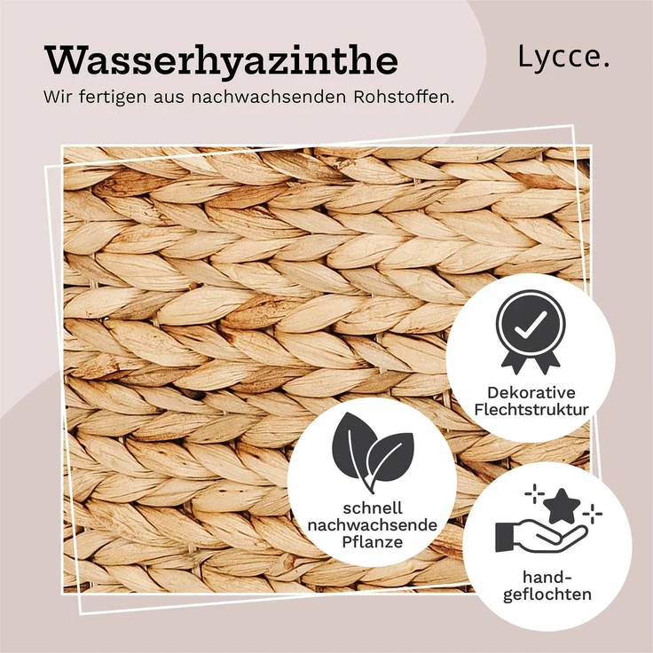 Lycce Aufbewahrungskorb - Korb geflochten aus Wasserhyazinthe, passend für Kallax Regal, faltbar, Naturprodukt, 33x33x33 cm Natur 2 OS - 2er Set – Bild 4