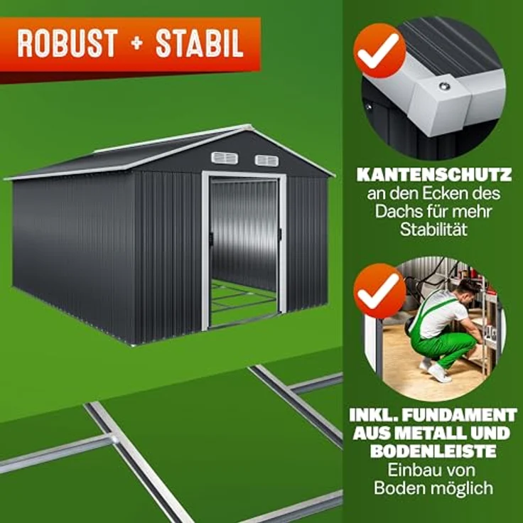 GARDEBRUK® XXXL Gerätehaus mit Fundament Kantenschutz – Bild 6