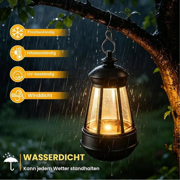 FELIXLEO LED Solarleuchte 2 Stück Solar Laternen Hängend mit Lichtsensor für Garten Camping – Bild 4