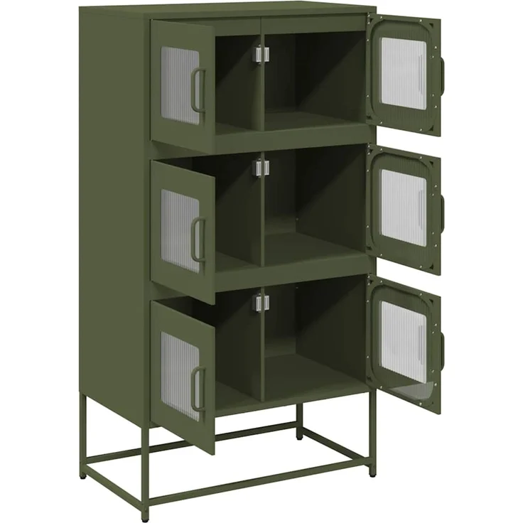 Highboard, BuffetSchrank, Büroschrank Olivgrün 68 x 39 x 123 cm Stahl – Bild 6