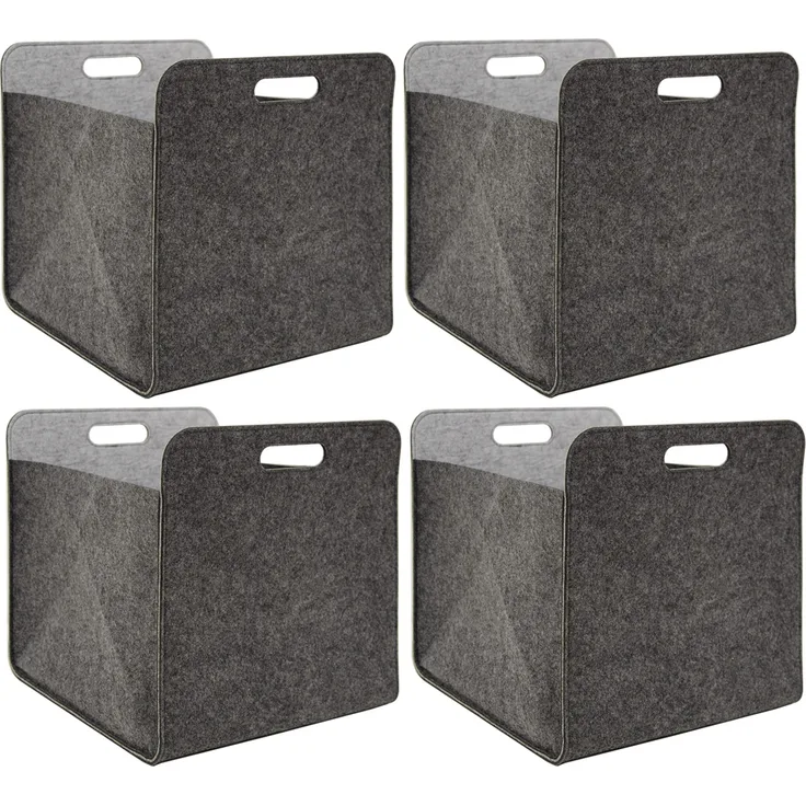 4er Set Filz Aufbewahrungsbox 33x33x38cm Kallax Filzkorb Grau