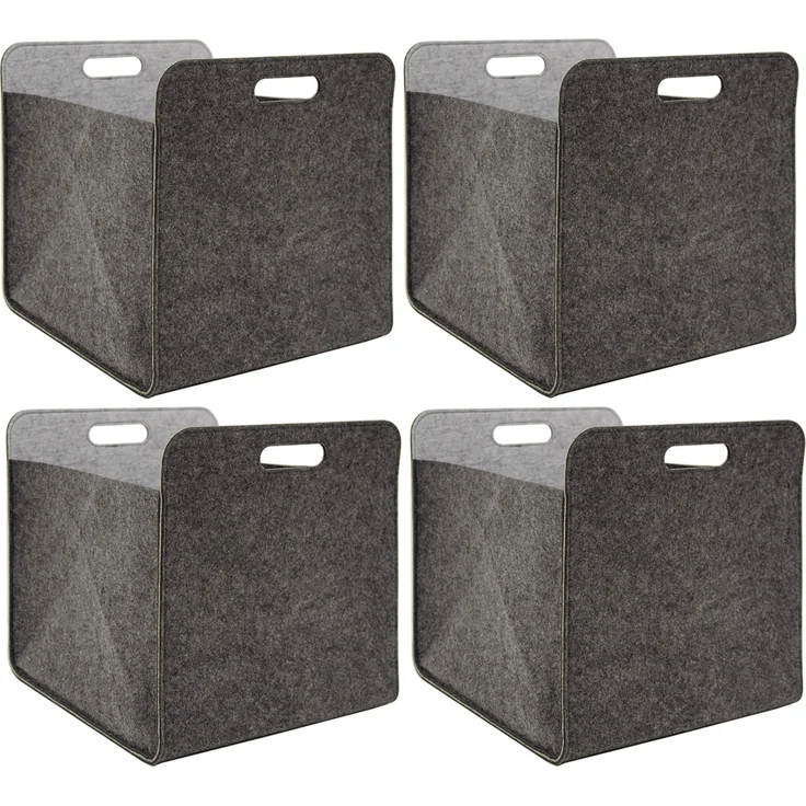 4er Set Filz Aufbewahrungsbox 33x33x38cm Kallax Filzkorb Grau – Bild 1