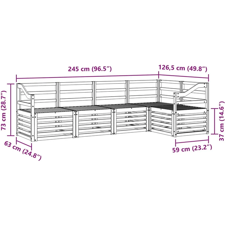vidaXL Outdoor-Sofagarnitur 5 stk. 5-Sitzer Weiß Massivholz Akazie 3391849 – Bild 7