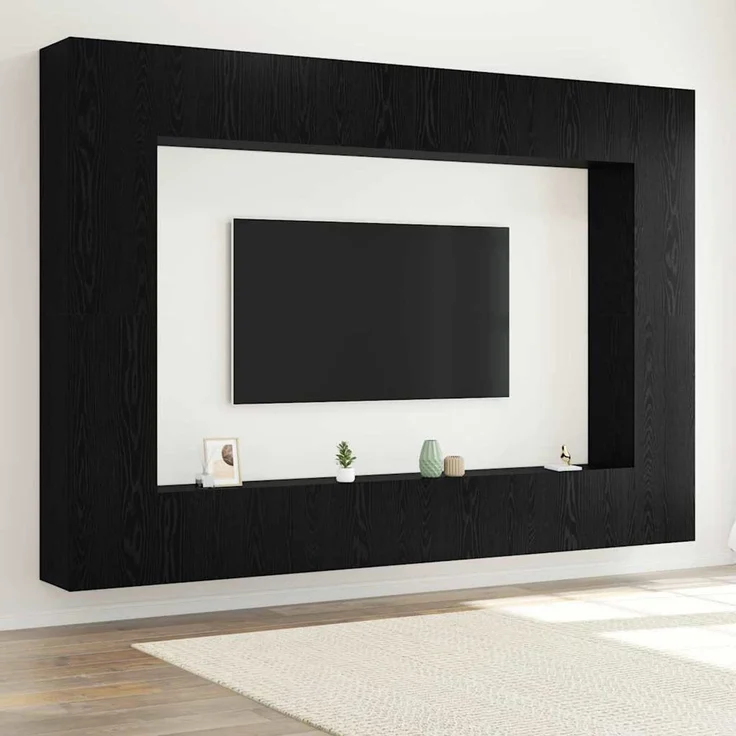 vidaXL TV-Schrankset 8 stk. 100 x 30 x 30 cm Schwarz Eichen-Optik 3332528 – Bild 1