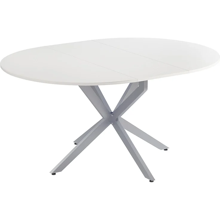 Vicco 'Loyd' Esstisch, ausziehbar, Spanplatte Weiß, Stahl Grau, 20-160 x 76,5 x 120 cm – Bild 1