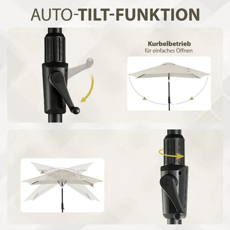 Sekey Sonnenschirm Rechteckig Marktschirm Neigbar mit Kurbel Sonnenschirm Groß, LxB: 210x140 cm, Sonnenschirm 200x140 cm, Gartenschirm Outdoor Wetterfest, Knickbar – Bild 2