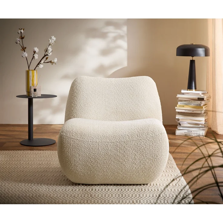 Loungesessel Zena 75x85 cm Bouclé Weiß – Bild 2