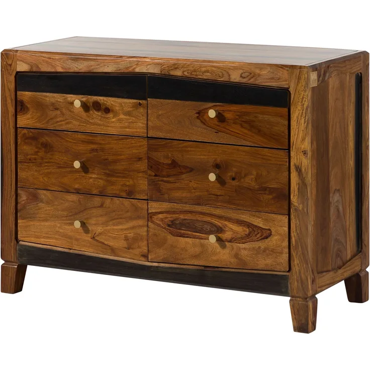 Sideboard Sheesham 110 x 45 x 80 dunkelbraun lackiert ANCONA #220