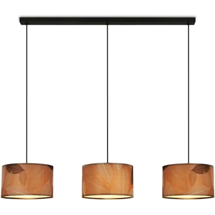 Briloner LED-Pendelleuchte Mata, Kaffeefarbe mit Blätteroptik, 3x E27 Fassungen, dimmbar, Boho-Stil – Bild 1