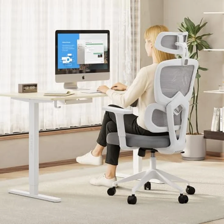 SENSE7 VENO Ergonomischer Bürostuhl – Atmungsaktive Netzlehne, Verstellbare Kopfstütze & Armlehnen, Leise Gummirollen, Modernes Design, Komfort für 190 cm & 120 kg Nutzer – Bild 3
