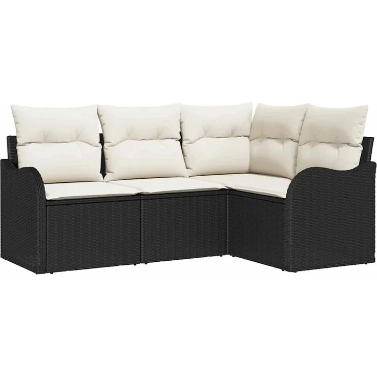 vidaXL Gartensofa-set mit Speicher 4 pcs Schwarz Poly-Rattan 3354346 – Bild 1