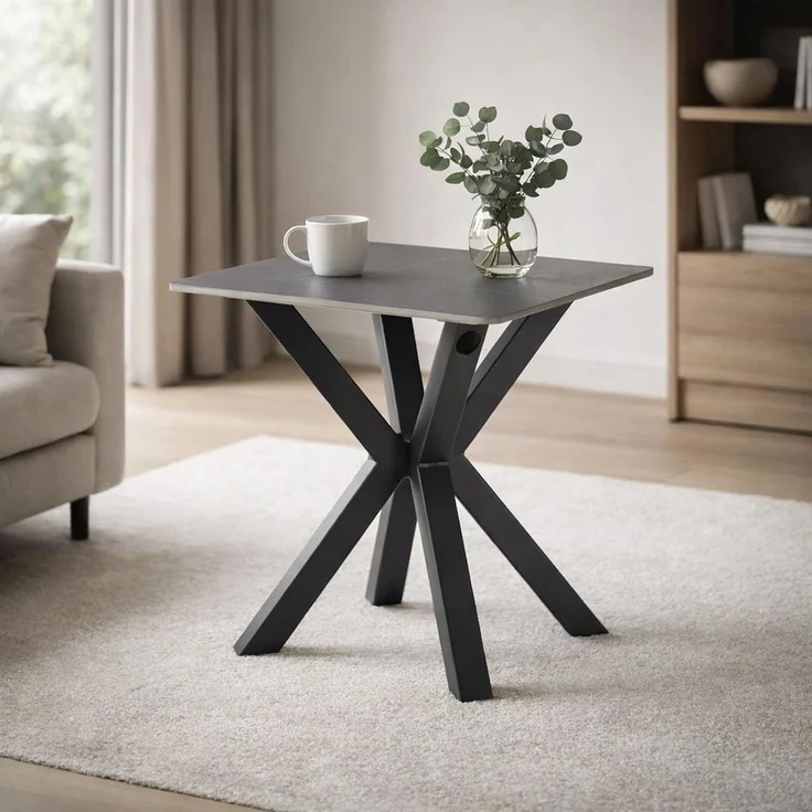 Couchtisch >Janin< in grau, schwarz, Keramik, Metall - 55x55x55cm (BxHxT) – Bild 1
