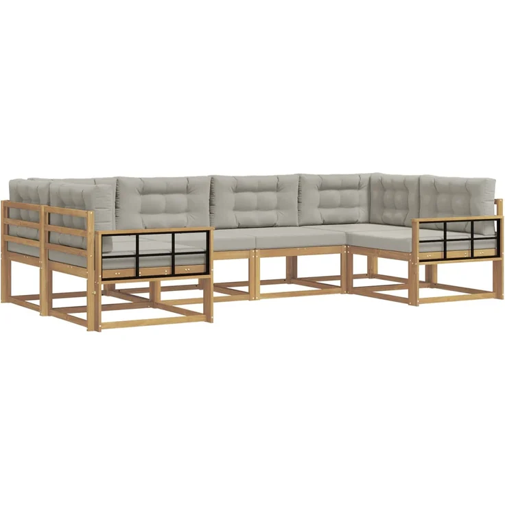 vidaXL Outdoor-Sofagarnitur 6 stk. 6-Sitzer Weiß und Hellgrau 3386945 – Bild 2